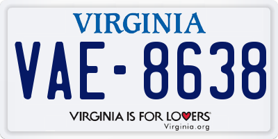 VA license plate VAE8638