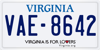 VA license plate VAE8642
