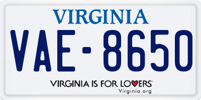 VA license plate VAE8650