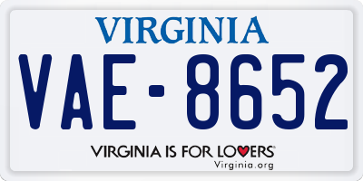 VA license plate VAE8652