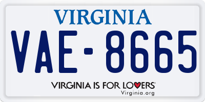 VA license plate VAE8665