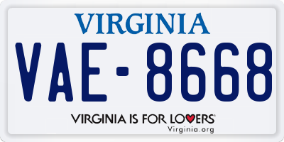 VA license plate VAE8668