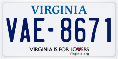 VA license plate VAE8671