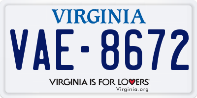 VA license plate VAE8672