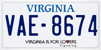 VA license plate VAE8674
