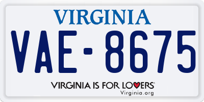 VA license plate VAE8675