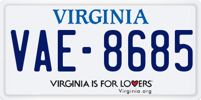 VA license plate VAE8685