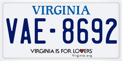 VA license plate VAE8692