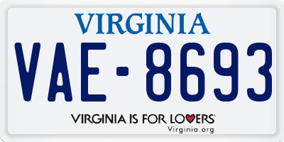 VA license plate VAE8693