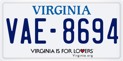 VA license plate VAE8694
