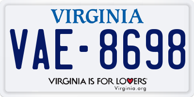 VA license plate VAE8698