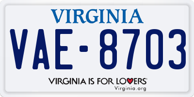 VA license plate VAE8703