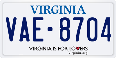 VA license plate VAE8704