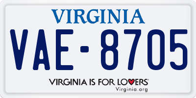 VA license plate VAE8705