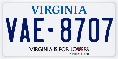 VA license plate VAE8707