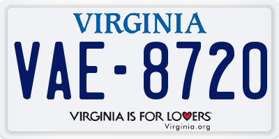 VA license plate VAE8720