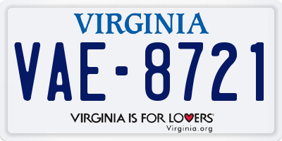 VA license plate VAE8721