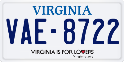 VA license plate VAE8722