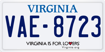 VA license plate VAE8723