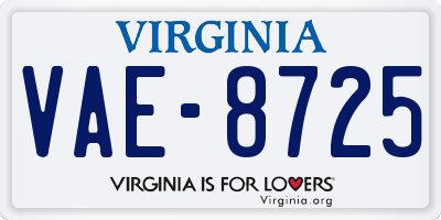 VA license plate VAE8725