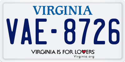 VA license plate VAE8726