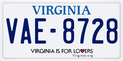 VA license plate VAE8728