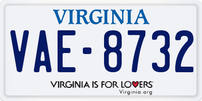 VA license plate VAE8732