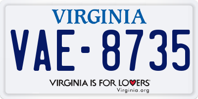 VA license plate VAE8735