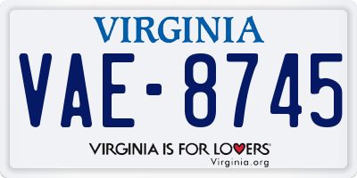 VA license plate VAE8745