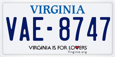 VA license plate VAE8747