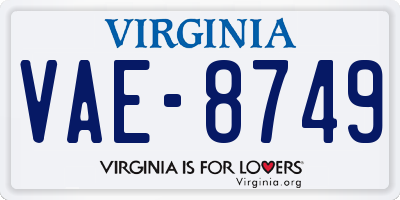 VA license plate VAE8749