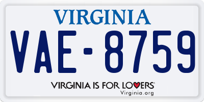 VA license plate VAE8759