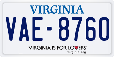 VA license plate VAE8760