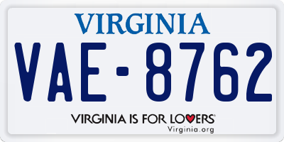 VA license plate VAE8762