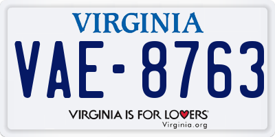VA license plate VAE8763