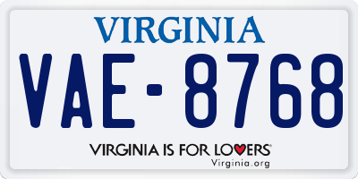 VA license plate VAE8768