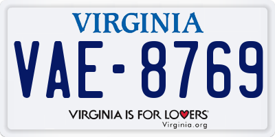 VA license plate VAE8769