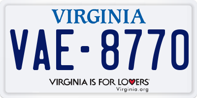 VA license plate VAE8770