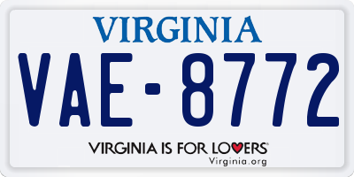 VA license plate VAE8772