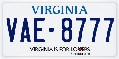 VA license plate VAE8777