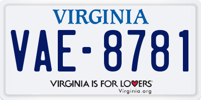 VA license plate VAE8781