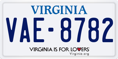 VA license plate VAE8782