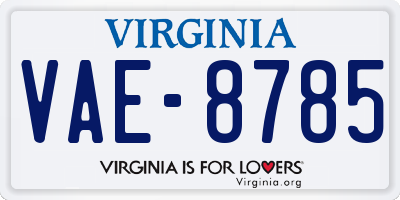 VA license plate VAE8785