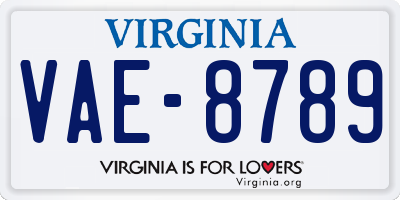 VA license plate VAE8789