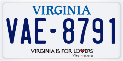 VA license plate VAE8791