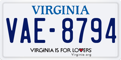 VA license plate VAE8794