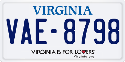 VA license plate VAE8798