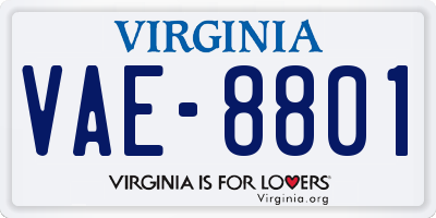 VA license plate VAE8801