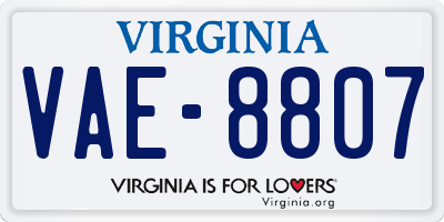 VA license plate VAE8807
