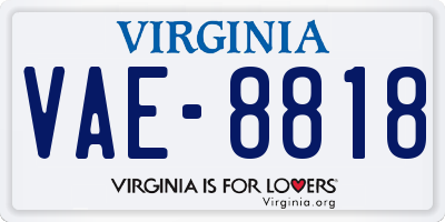 VA license plate VAE8818